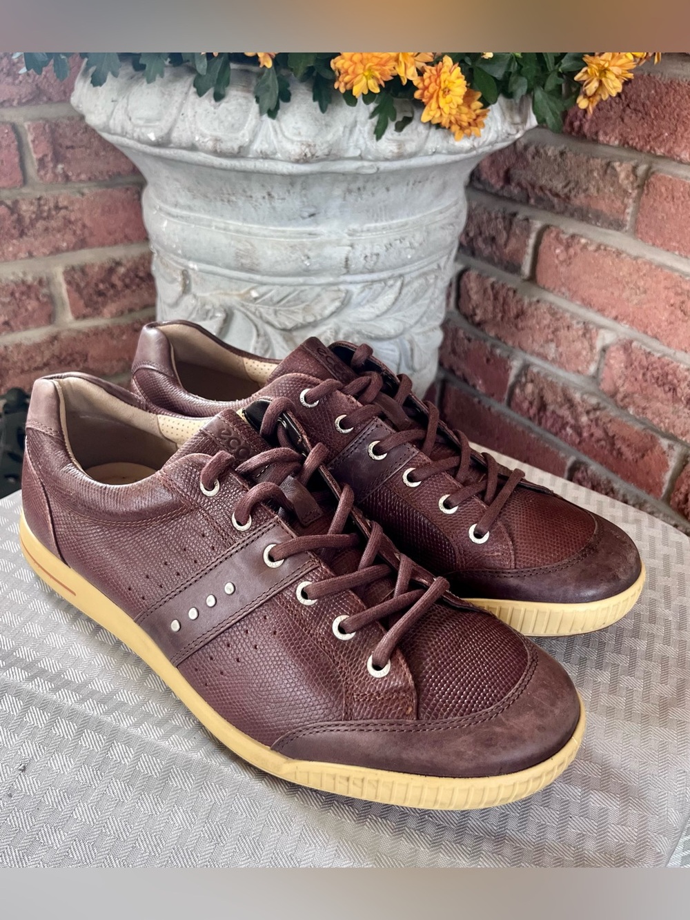 ECCO Men's Brown Pebble Leather Spikeless Golf Shoes Size 45 US 11